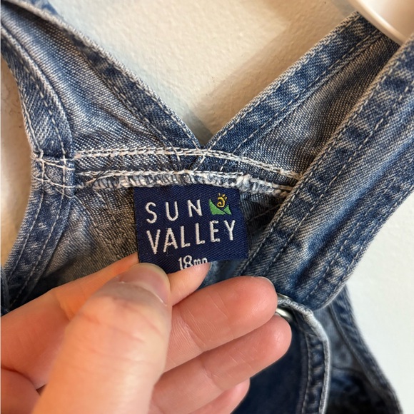 Vintage Denim Kids Overall Dress with Floral Embroidery 18 months - Picture 6 of 8